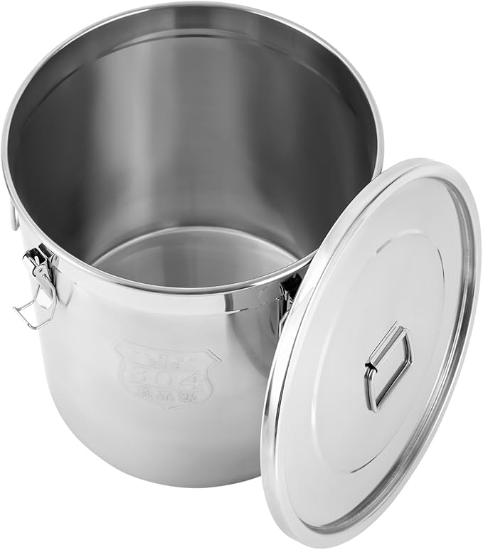 48L/12.68gal Stainless Steel Airtight Canister,Stainless Steel Storage Bucket with Airtight Lid &Locking Clamp,Durable Food Storage Canisters,Canisters Container for Flour,Grain, Oil,Rice,Sugar (48L)