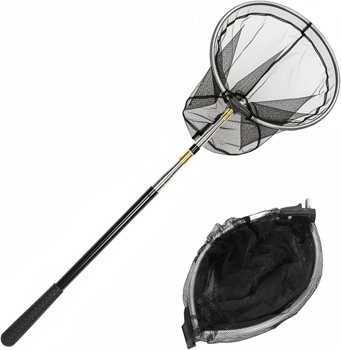 Chicken Net Adjustable Animal Net with Handle 16-60 Inch Telescoping Steel Pole with Folding Head for Catching Birds Poultry and Small Animals Chicken Butterfly Fishing Bird Catc