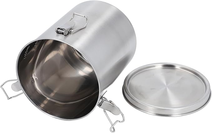 Fockety Airtight Dog Food Storage Container, Stainless Steel Food Canister with Lid and Sturdy Locking Clamp, Dog Cat Bird and Other Pet Food Storage Bin for Rice, Cereral, Grain, Flour