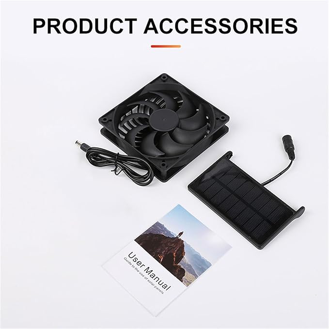 Solar Panel Fan Solar Powered Exhaust Fan with IPX7 Fans for Outside Chicken Coops, Greenhouses, Sheds, Intake, Pet Houses Exhaust Air Fan