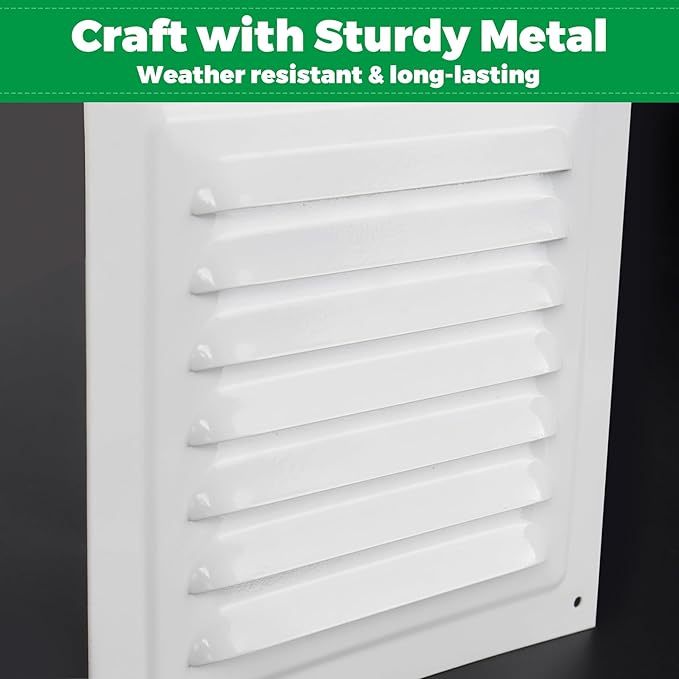 Forestchill Air Vent Louver for Chicken Coop, 6" x 6" Air Vent Grille with Built in Screen Mesh, Louvered Exhaust Grille for Chicken Coops Ventilation, White