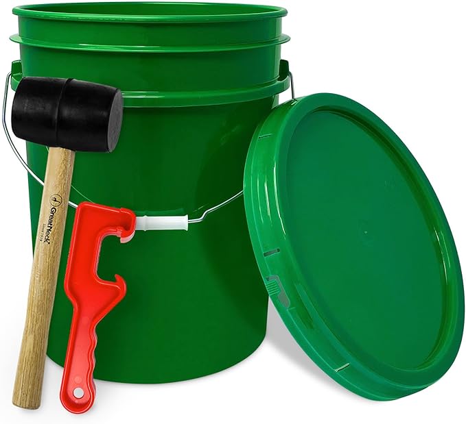 ePackageSupply 5 Gallon Plastic Bucket with Airtight Lid | Made in USA | Food Grade Bucket | BPA-Free | Heavy Duty 90 Mil All Purpose Pail | One 12" Rubber Mallet & One Lid Opener Included | 1 Pack