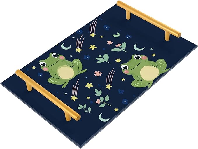 Bathroom Vanity Tray Counter Organizer, Cute Frogs Decorative Tray with Handles Countertop Storage for Bathroom Bedroom Kitchen Home Farmhouse