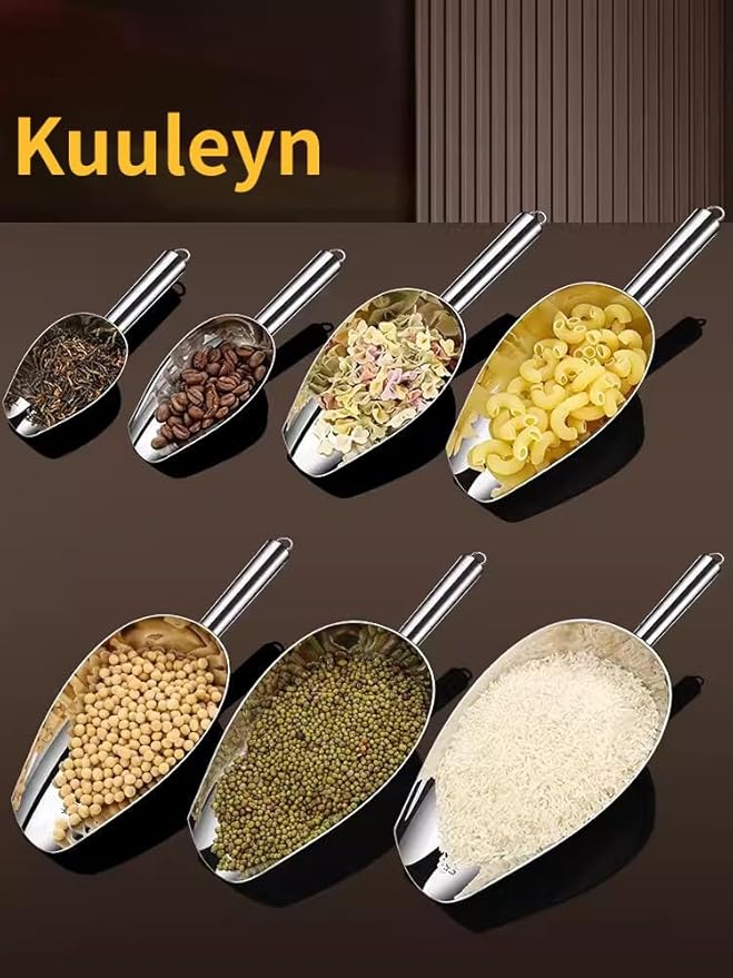 Food Scoop, 38oz Grain Scoop,Ice Flour Utility Scoop,Stainless Steel Multifunctional Ice Food Scoop Coffee Beans Dried Fruit Shovel Multi-Purpose Food Candy Shovel Kitchen Tools(38oz)