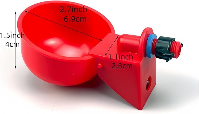 Chicken Waterer Feeder Cups 5 Packs,Duck Chick Waterer Chicken Feeder Cups,Automatic Water Feeder with Anti-Leak System for Chicken,Duck,Goose,Bunny(Red)