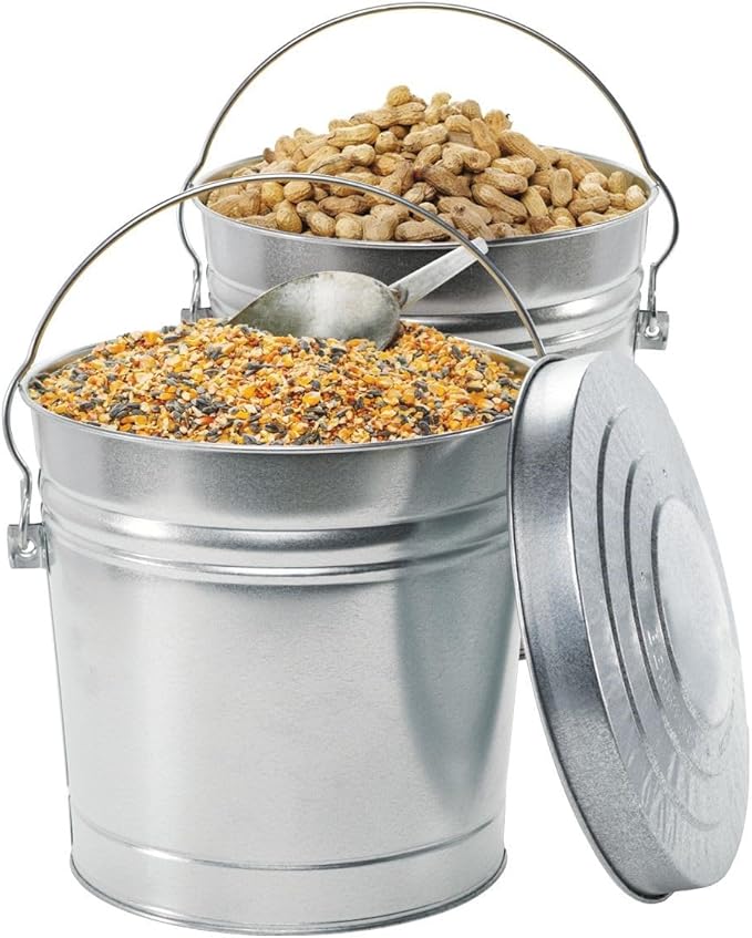 Behrens 6 Gallon Galvanized Steel Storage Can or Waste Bin w/Locking Lid & Handle (3 Cans, No Grip)