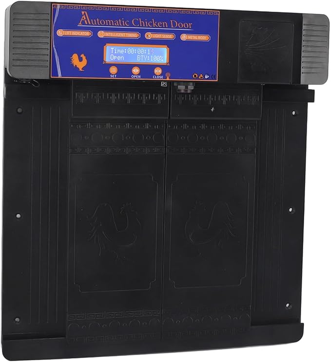 Auto Chicken Coop Door, Smart Solar Automatic Chicken Coop Door IP45 for Duck for Poultry (Black)