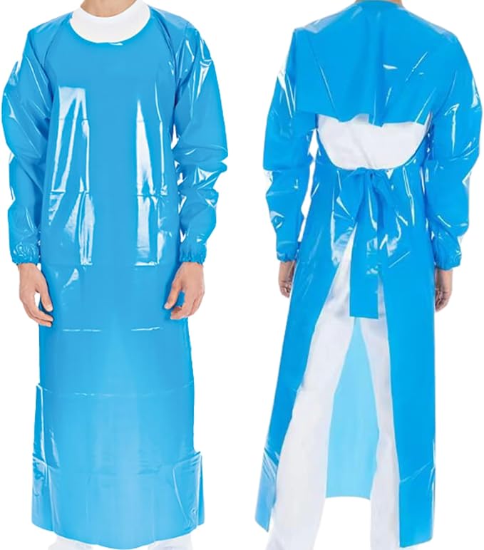 ELEBOX Waterproof Apron with Long Sleeves, Safety Apron Work Uniform for Men & Women, Chemical Resistance Anti-Tear Apron