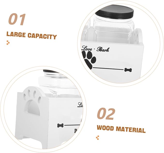 YARNOW 1set Wooden Dog Treat Jar Organizer Stylish Pet Food Storage Box Efficient Design for Treats and Snacks Sustainable Solid Storage for Home Decor