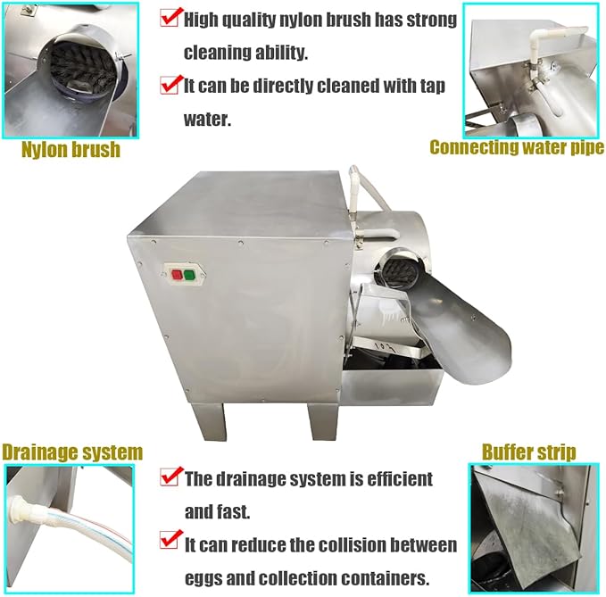 Automatic Egg Washing Machine 2000 PCS/H Electric Egg Washing Machine Electric Farm Egg Surface Cleaning Machine 110V 280W