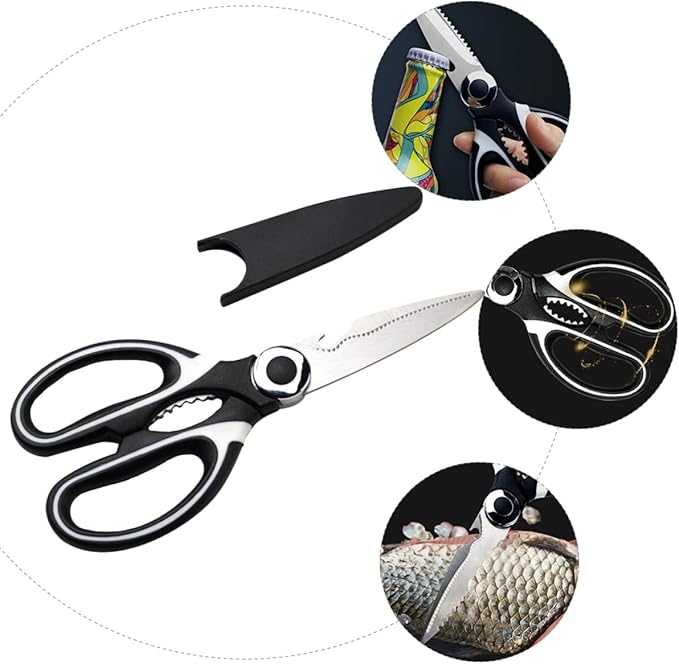 STOBAZA Ultra- Chicken Bone Scissors Stainless Steel Kitchen Shear Multi-purpose Grooming Scissors for Meat Poultry Seafood