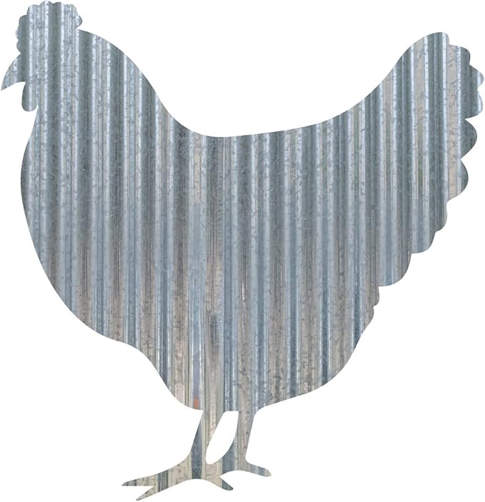 Rustic 3D Corrugated Metal Animal Signs (Chicken, 18 Inch)