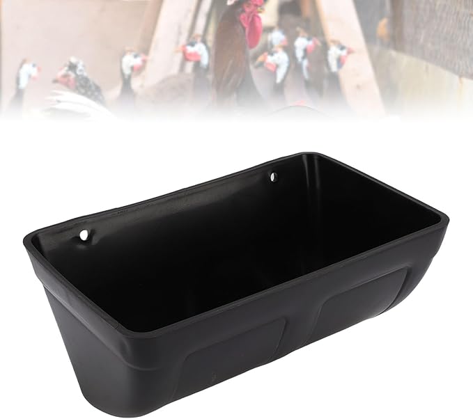 Hanging Poultry Feeder Large Capacity Space Saving Plastic Hanging Chicken Feeder Trough for Farm (Black)