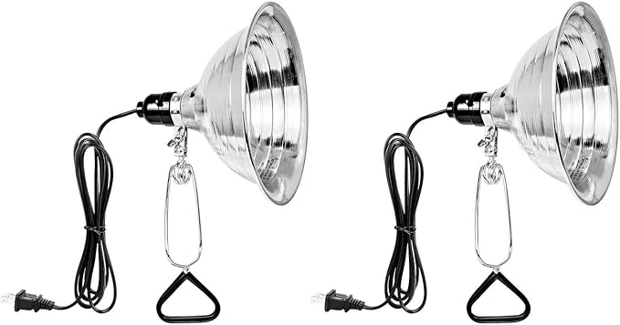 Simple Deluxe 2-Pack Clamp Lamp Light with 8.5 Inch Aluminum Reflector up to 150 Watt E26 (no Bulb Included), Silver and Black