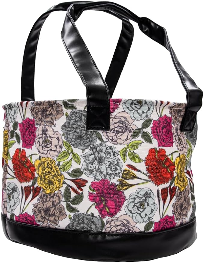 Fluffy Layers by RentACoop Egg Collecting Bag – Durable Coated Canvas and Easy-to-Clean Bottom & Handles – Reusable Farm Egg Basket (Floral Pop)