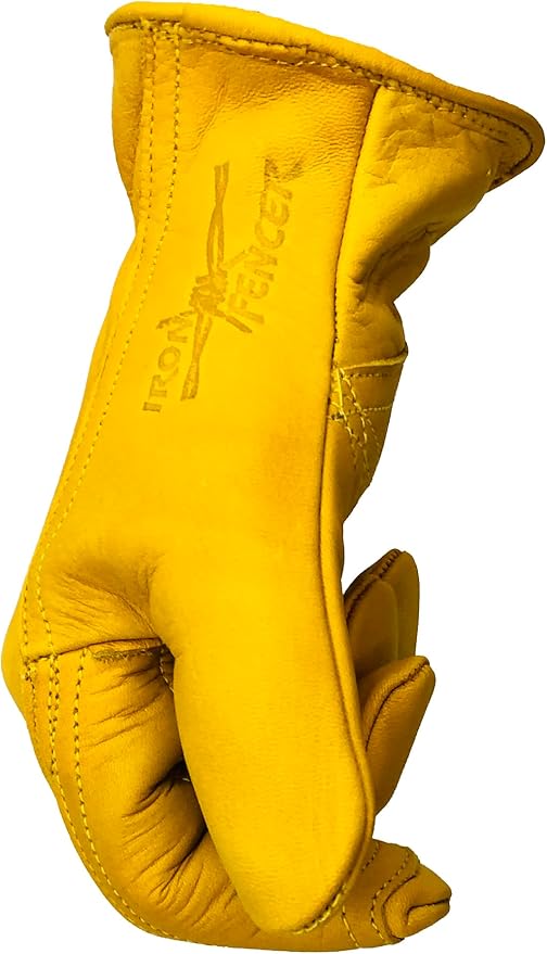 Iron Fencer Leather Work Glove- 207 Small Cowhide Leather Fencing Gloves for Men Heavy Duty Double Palm, Guantes de Trabajo, Ranch, 207S