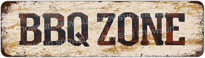 Snowsun Metal Tin Sign Bbq Zone Metal Signs Vintage Signs Retro Sign For Home Bar Office Outdoor Garden Wall Decor 4x16 Inch