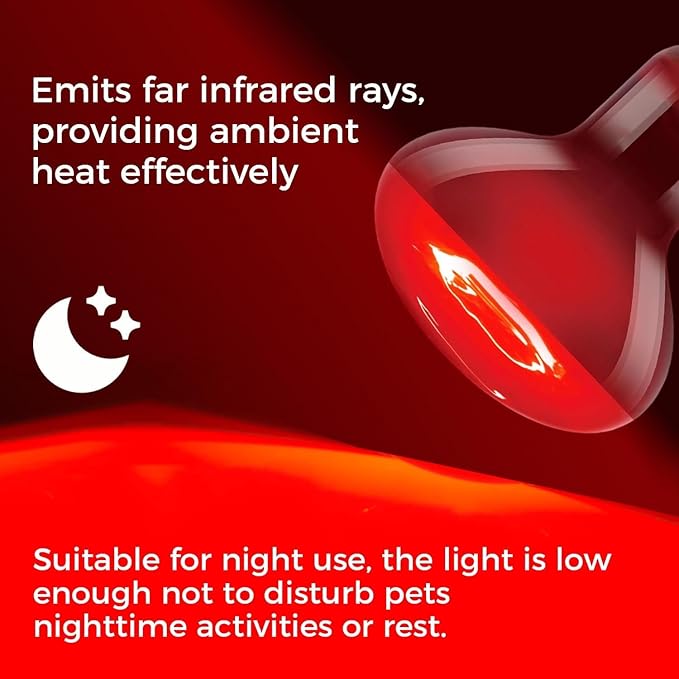 Red Reptile Heat Lamp Bulb,120V 100W Infrared Heat Emitter Red Heat Lamp for Reptile Amphibian, Infrared Basking Spot Light Bulb 2PCS