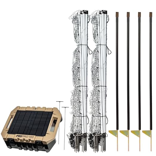 Premier 1 ElectroFence® Plus Starter Kit | White/Black Electric Net Fence – 48"H x 100'L, Includes: Solar Energizer, FiberTuff Support Posts and Tester