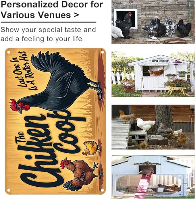 Chicken Coop The Fluffy Butt Hut Last One in is A Rotten Egg Outdoor Decorative Tin Sign for Yard Patio Farmhouse 12x16 Inch