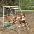 Chicken Roosting Bars with Swing and Drink Trough - 43.3'LX 19.3' W X 39.4' H, sliver, Galvanized Steel+Wood, Roosting Bars for Chickens in Coop by XINYI