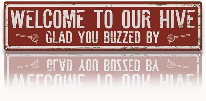 Rustic Apiary Signs, Honey Bee Trail Metal Sign, Welcome to our Hive Metal Signs, Retro Metal Tin Sign, Apis Keeper Decor, Backyard Farm Decor, Outdoor Bee Lover Gifts 15.8x4 Inch
