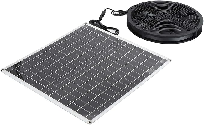 Solar Exhaust Fan High Speed 20W 16V Solar Panel Ventilation Fan for Chicken Coop Pet House Barn Greenhouse