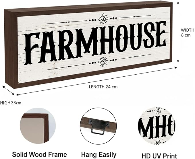 Farmhouse Sign, Rustic Framed Hanging Sign for Wall Decor, Rustic Tabletop Decors, Farmhouse Home Decor, Cottage Decors, House Decoration Gift 9.5x3.1x1 inches