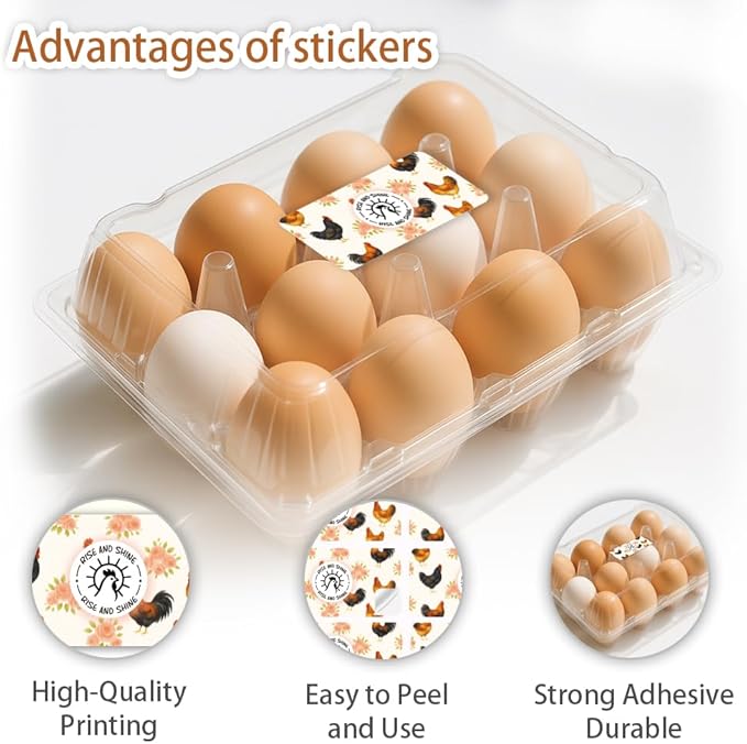 160 Pcs Farm Fresh Eggs Carton Labels, 4 x 2 Inch Rectangular Floral Printed Unwashed Eggs Labels Self-Adhesive Egg Packaging Stickers for Chicken Egg Box Container Farm Supplies