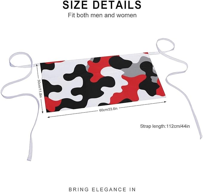 Unisex Apron for Cooking Server Waitress Half Waist Apron with 3 Pockets