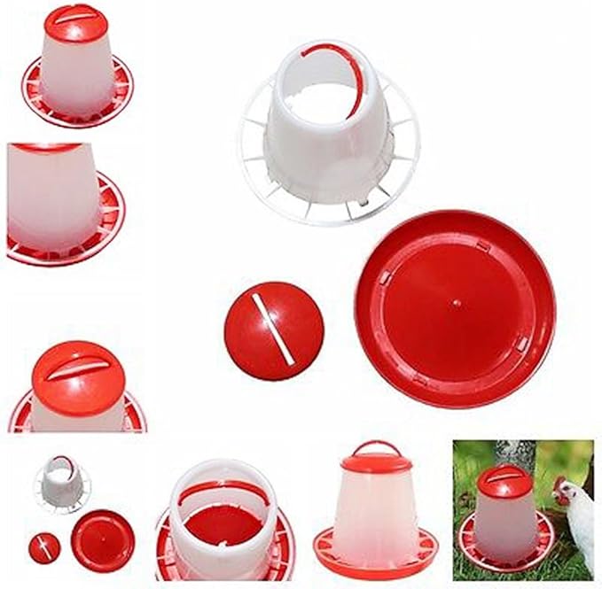 Baost Plastic Hanging Poultry Feeder Chicken Quail Chick Hen Drinker Food Feeder Waterers Bucket Chicken Feeder Trough 1.5L Chick Small Birds Feeder Jar