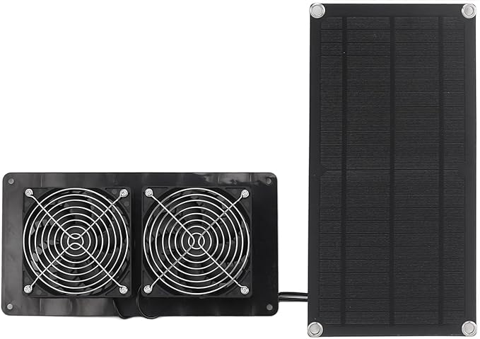 Solar Exhaust Fan, 10w Dual Fans Design Solar Ventilation Fan, Solar Powered Fan for Greenhouse Shed Barn Chicken Coop Pet House Cooling