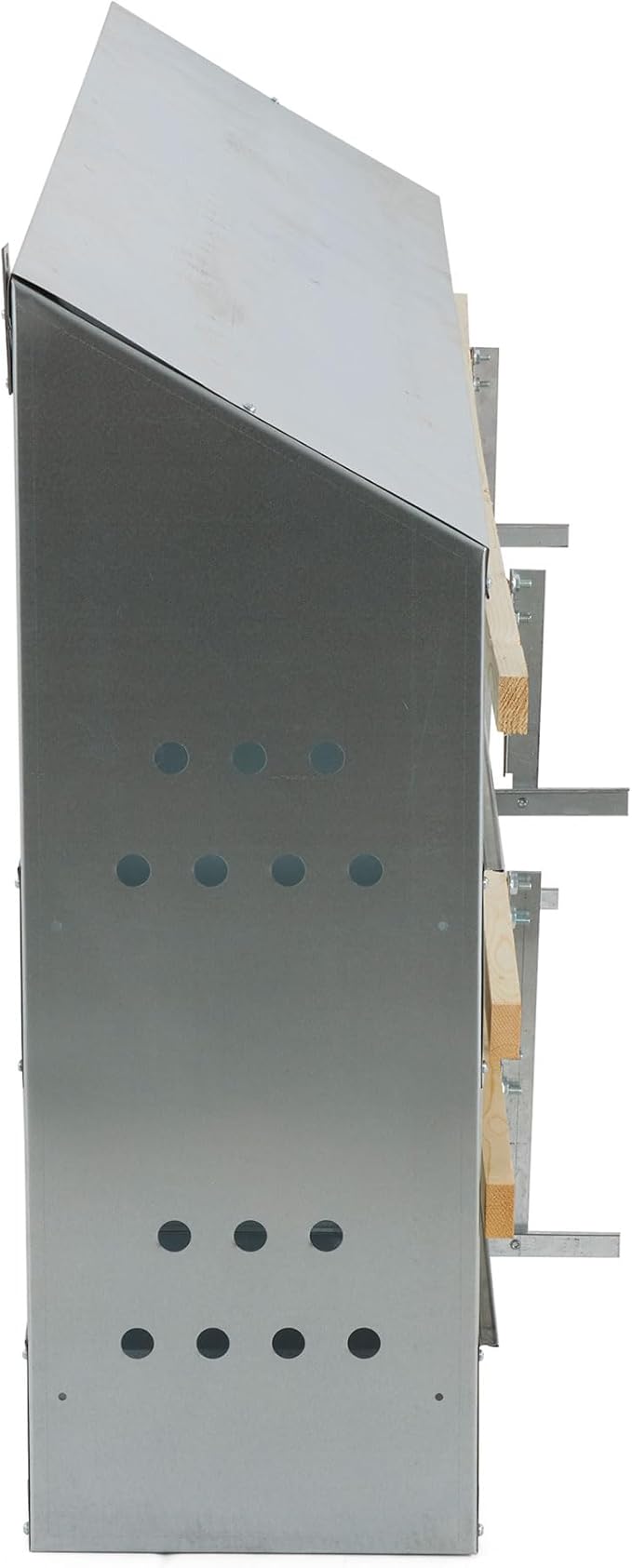 Brower 2-Tier 10-Hole Galvanized Steel Chicken Nesting Box, 50 to 60 Hen Capacity – Outdoor Poultry Laying Station with Hinged Folding Perches, Ventilated Design & Slanted Roof – Made in the USA