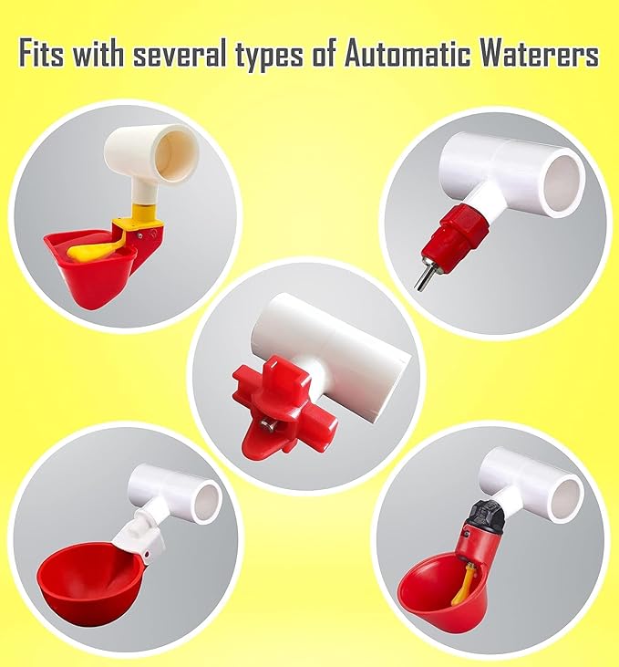 (12 Pack) Chicken Waterer PVC Tee Fittings For Threaded Poultry Watering Cups - Schedule 40 PVC 1/2 inch Slip X 1/2 inch Slip X 1/8 inch FPT