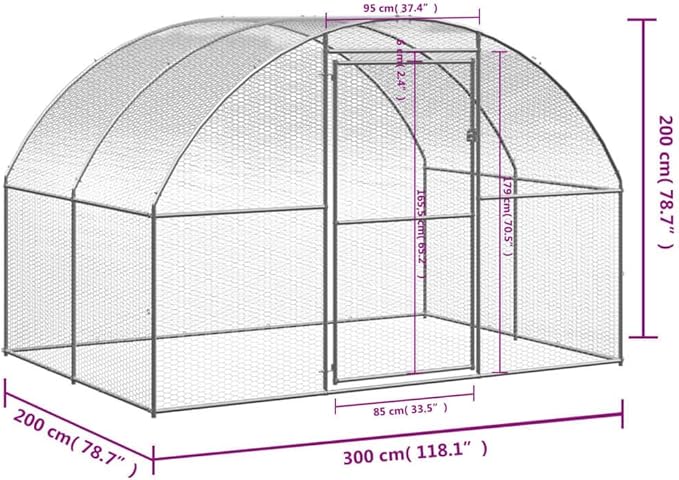 Large Outdoor Chicken Coop with Waterproof Cover, Heavy Duty Galvanized Steel Metal Run for Poultry, Hens, and Ducks, Walk-in Backyard Cage
