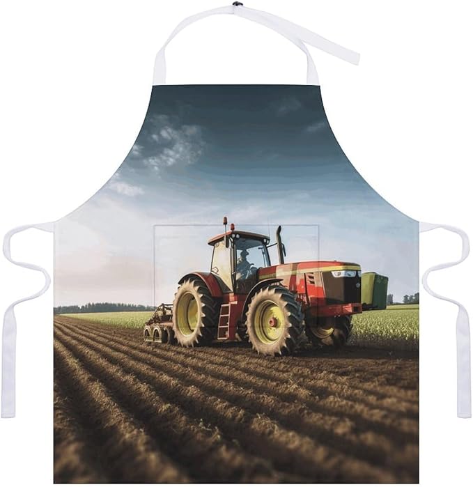Tractor Farm Apron with Pockets Water And Oil Resistant Kitchen Aprons Professional Adjustable Bib Apron for Women Men