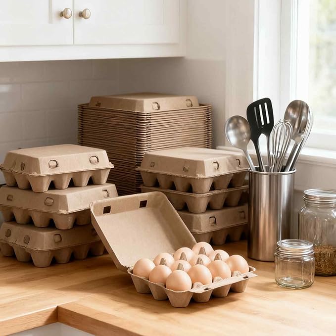 15 Pack Egg Cartons Cheap Bulk, 3x4 Style Egg Storage Containers Holder, Sturdy Natural Pulp Material Perfect for Storing Extra Eggs