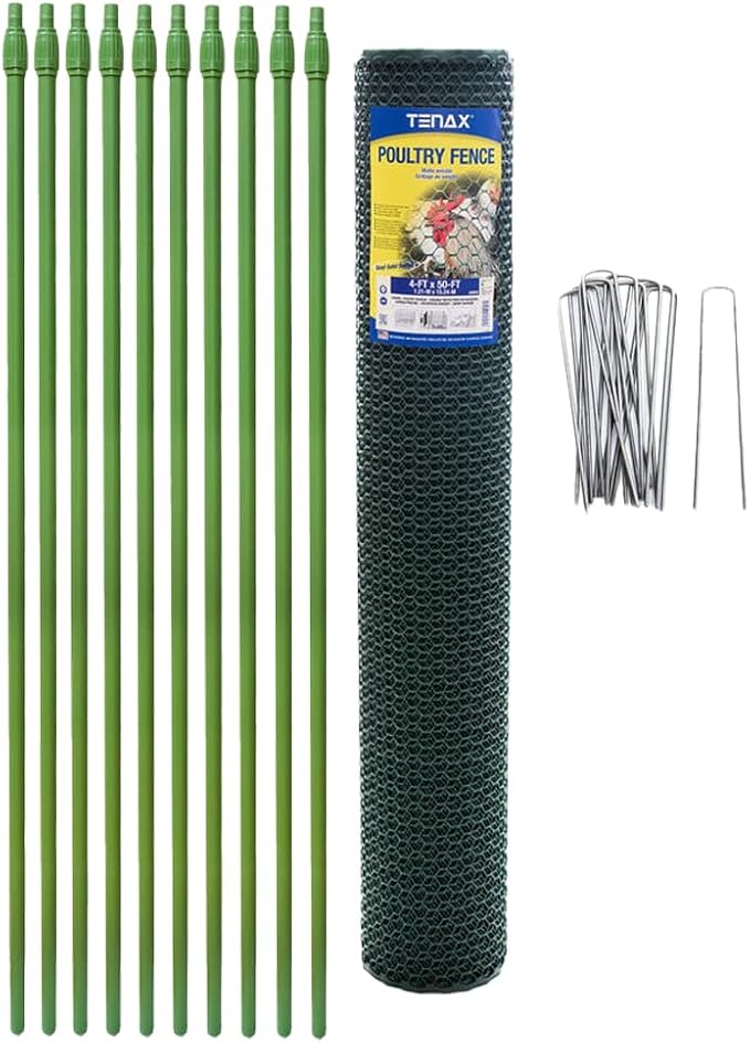 Tenax 2A230071 Poultry Fence Kit 4'x50' Green