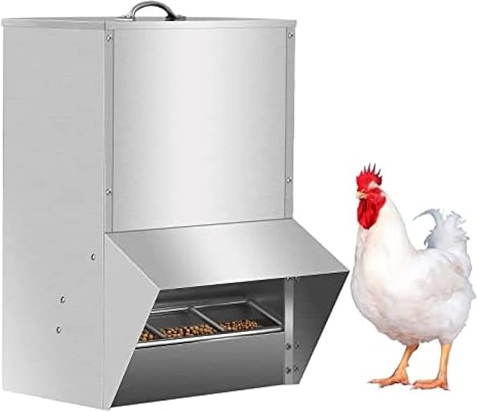30-50lb Capacity Galvanized Chicken Feeder Weatherproof coop Dispenser,30lb