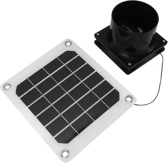 20W Solar Powered Exhaust Fan Kit, Portable 6 Inch Solar Fan with Protective Net for Pet Chicken House Ventilation