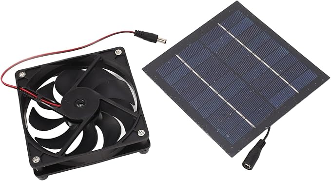 Solar Fan, Solar Powered Fan Exhaust Fan Solar Panel Fan Kit 50w Greenhouse Fan Solar Attic Fan, Chicken Coop Accessories for Home Shed Chicken Coop Pet House Window Black