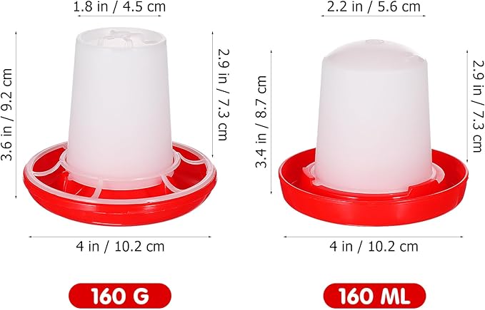 Chicken Feeder and Waterer Set Ducklings Quail Feeders Poultry Baby Chick Plastic Drinker and Waterer Kit for Farm and Brooder Use 4" X 3.5"