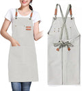 Unisex Aprons with Large Pockets,Cotton Canvas Cross Back Heavy Duty Adjustable Work Apron,Size Kids to Adult