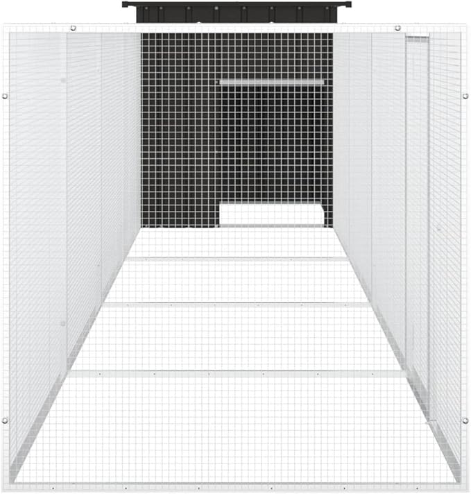 Large Outdoor Chicken Cage, Galvanized Steel Poultry Run for Backyard, Spacious Animal Enclosure for Ducks and Small Pets, Anthracite, 196.9 inch Length