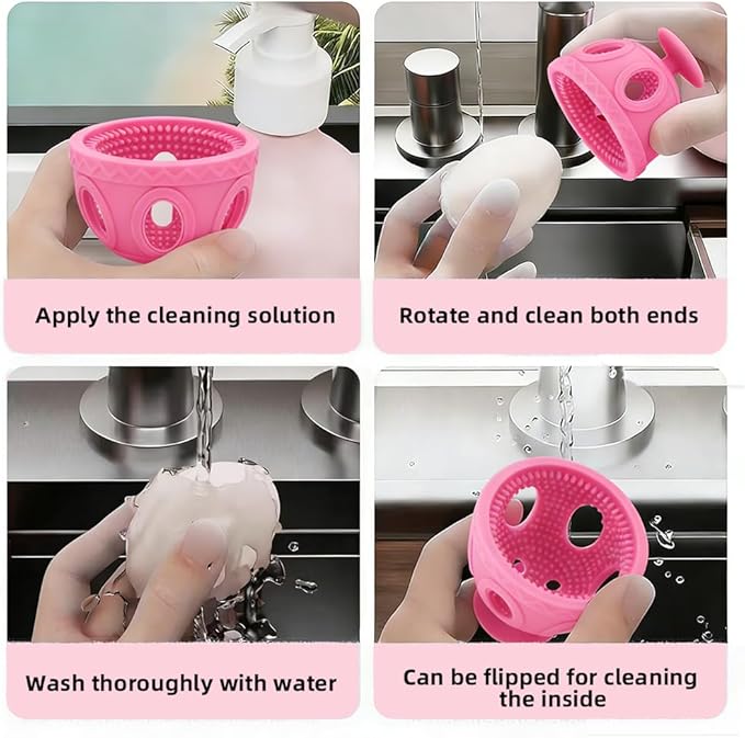 Layver Egg Brush Cleaner, Egg Cleaner Scrubber for Fresh Eggs, Silicone Egg Washer, Multipurpose Washing Egg Tool for Fruits and Vegetables (Pink)