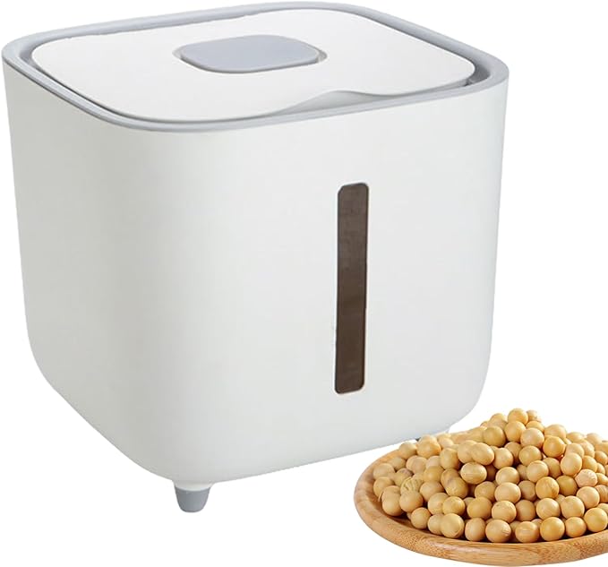 Rice Dispenser - 10kg Airtight Storage Container Clear Window, Bulk Grain Keeper Box, Secure Lid Dry Goods Organizer, Pantry Capacity Solution, Moisture Control Canister | for Kitchen Cereal Pasta