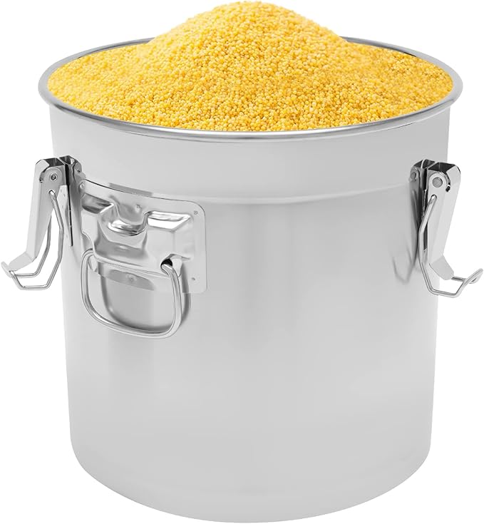 Stainless Steel Storage Bucket, 33L Rice Cereal Grain Canisters Coffee Storage Container Metal Food Storage Containers Sugar Milk Storage Bucket with Lid Handle for Hotels Restaurants Kitchens (33L)