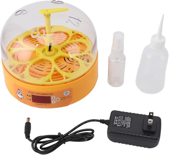 Pyhodi 6 Egg Incubator, Automatic Temperature and Humidity Control, Visual Observation, Suitable for Chicken Duck Eggs, Low Noise Automatic Egg Turning Incubator for Hatching (US Plug