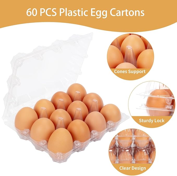 120Pack Egg Cartons Cheap Bulk Large Egg Containers Empty Egg Cartons for Home Ranch Chicken Farm, Commercial Business Market Display, 3x4 Grids