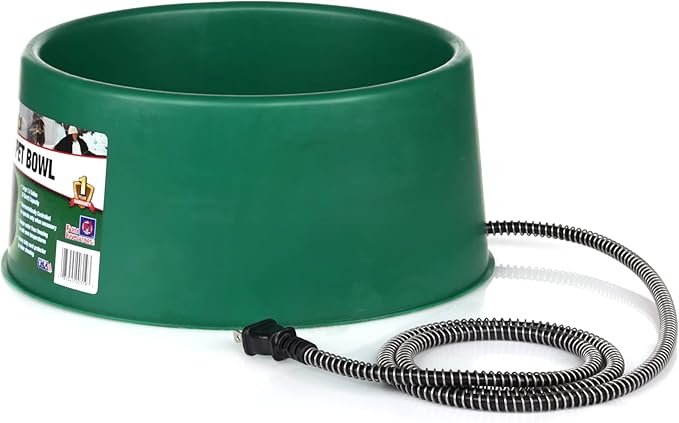 Farm Innovators P-60 1.5 Gallon 60 Watt Heated Pet Water Bowl, Thermostatic Control & Anti Chew Cord, Green (4 Pack)